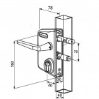 Serrure portail LOCINOX LC40 PVC GRIS pour tube carré de 40