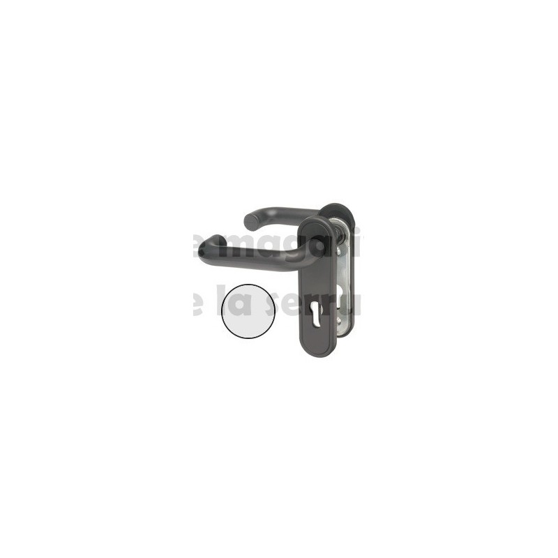 Poignée GRISE pour serrure NEMEF carre 8 mm avec plaque Poignée GRISE pour serrure NEMEF carre 8 mm avec plaque