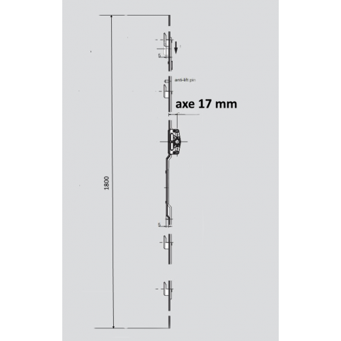 628501 Coulissant 4 crochets de 5 axe 17 GR1800 ROTO