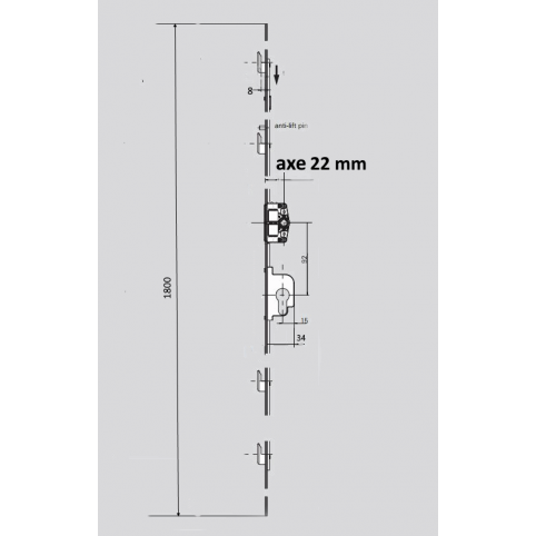 735185  4 crochets de 8 axe 22 GR1800 Coulissant ROTO