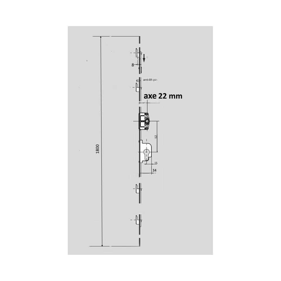 735185  4 crochets de 8 axe 22 GR1800 Coulissant ROTO