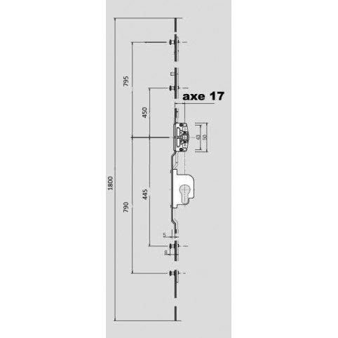 628499 4 galets axe 17 cyl GR1800 Coulissant ROTO