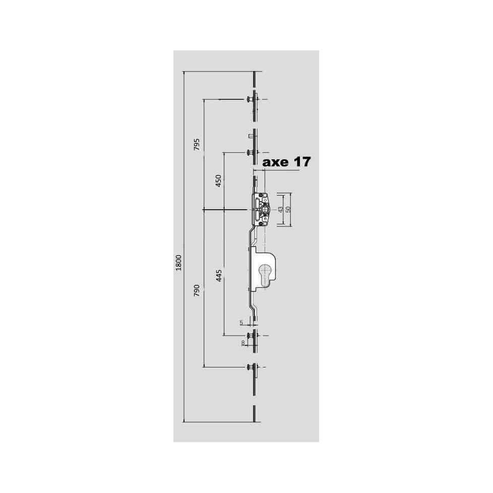 628499 4 galets axe 17 cyl GR1800 Coulissant ROTO