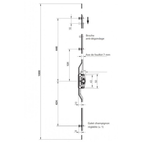 628482 3 galets axe 7 GR1000 Coulissant ROTO