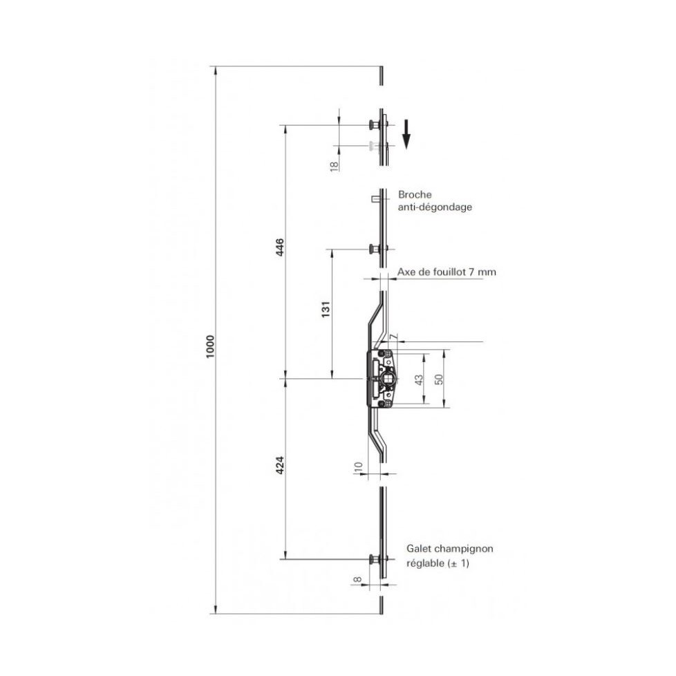 628482 3 galets axe 7 GR1000 Coulissant ROTO 628482 3 galets axe 7 GR1000 Coulissant ROTO