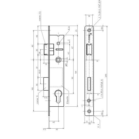 T1020 Serrure 1 point TECHNAL