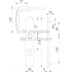 poignee porte plaque 38mm entraxe 92